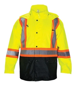 Rain Jacket, Class 2 Yellow, With Relective Contrasting Trim, Size 5X - Picture 1 of 2