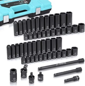 Juego de enchufes de impacto de 1/2"" y 6 puntos DURATECH 55-PC 7 accesorios incluidos - Imagen 1 de 7