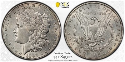 1898 S Morgan Silver Dollar $1 Almost Uncirculated PCGS AU 50 - Image 1 of 4