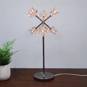 IKEA Clear Glass/Chrome Metal Ice Cube ISÅSA Isasa Dimmable Table Lamp/Light - Picture 1 of 13