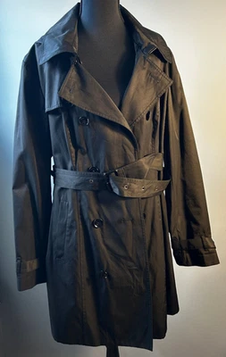 MICHAEL KORS - Trench coat preto com capuz mistura cotten com cinto - TAMANHO XL - Imagem 1 de 4