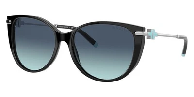 New Tiffany & Co. Women Cat Eye Sunglasses TF4178 80019S Black/Azure Blue 57mm - Image 1 of 4