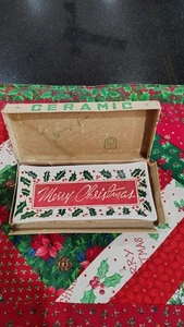 Vintage Weihnachten Keramik Frohe Weihnachten Schmuck Schale Japan mit Box - Bild 1 von 5