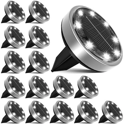 NIPIFY Luci Solari Da Giardino; 16 Pezzi Lampade Solari Da Giardino Da Terra 8 Leds Sep