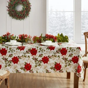 Poinsettia Grace Vinyl Tablecloth - Picture 1 of 5