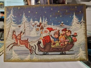 Cartolina Buon Natale Bimbi Babbo Natale Slitta 1971 GM C 6003/04 SP3625 * - Picture 1 of 2