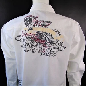 Hawks Bay Snap Button Shirt Mens Long Sleeve White Size Large - Picture 1 of 9