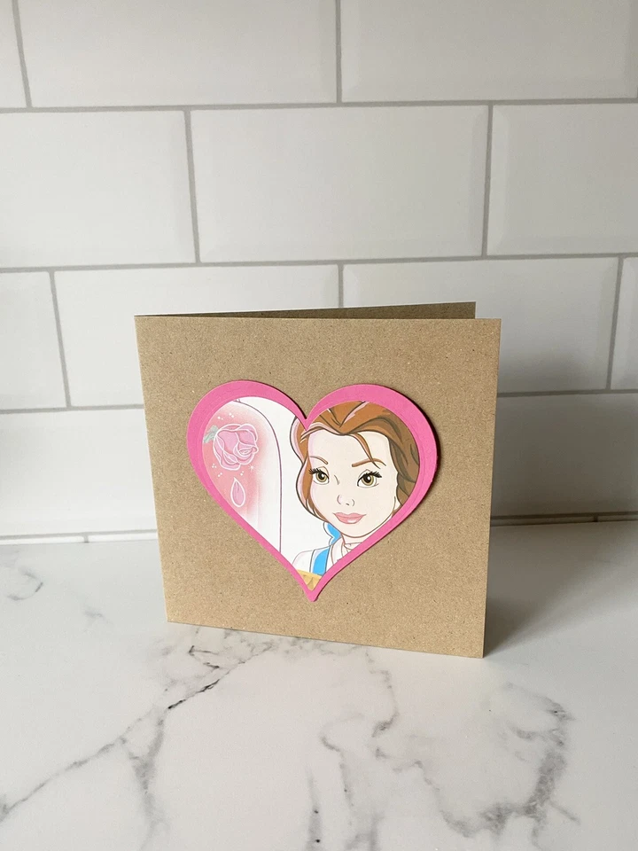 Beauty And The Beast Handmade Blank Greetings Card Made From Recycled Book Pages - Image 1 of 1