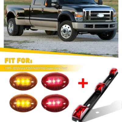 Luces LED de guardabarros de doble cama roja y ámbar para Ford F350 99-10 + luz trasera ID EXV Foto 1 de 4