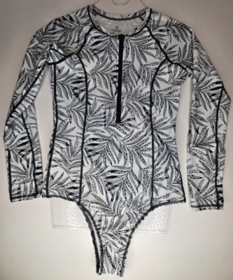 Volcom Mujer Manga Larga Con Cremallera Bañador Rash Guard Talla Med Negro/Blanco Foto 1 de 4