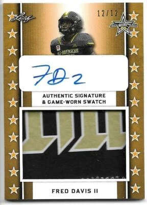 2020 Leaf Metal All-American Bowl Football FRED DAVIS II Patch Autograph 12/12 - Image 1 of 2
