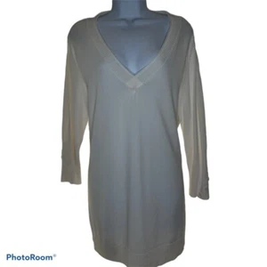 D.F.A. New York Damen Tunika Pullover Elfenbein Langarm V-Ausschnitt Gerippt Übergröße 1X - Bild 1 von 11
