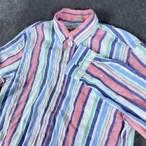 J Crew Shirt Mens Medium Slim Fit Baird McNutt Irish Linen Striped Button Down - Picture 1 of 14