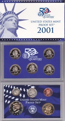 2001-S US Mint Proof Set 10 Coin Set OGP Original Government Packaging COA - Image 1 of 2