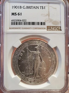 1901 B China Hong Kong UK Great Britain Trade Dollar Silver NGC MS61 - Picture 1 of 4