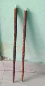 Lot Of 2 Antique Solid Only Wooden Walking Shaft Stick Cane Decor Handmade Gift - Picture 1 of 3