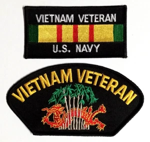 Vietnam Veteran US Navy USN Dragon Military Embroidered Patch Lot (Qty 2) NEW - Picture 1 of 2