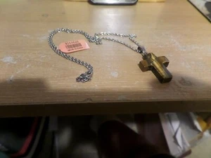Set aus 12 mehrfarbigen Edelstein Kreuz Anhänger Halskette 20 in Edelstahl Cha - Bild 1 von 7
