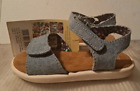 tOMS Girls Little Kids Strappy Light Navy-Blue Chambray Sandals Size 7 NEW