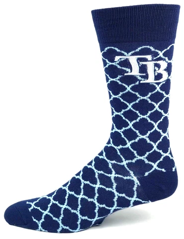 Tampa Bay Rays Navy & Light Blue Quatrefoil Design Crew Socks Cover