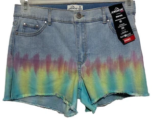 Jordache Shorts Girls Size 18 29x3 Rainbow Ombre Tie Dye Denim High Rise Raw Hem - Picture 1 of 7