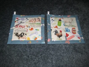 Down on the Farm Animal Wellness Handmade Kitchen Potholder Set of 2 - Picture 1 of 1
