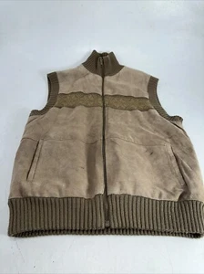 Vintage LeRoy Knitwear Leder & Pullover Weste Wende Full Zip Gr. L - Bild 1 von 15