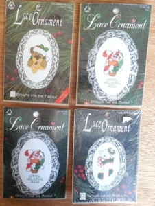 NEW Lot of 4 Designs for the Needle Lace Ornament Cross Stitch Kits: Bear*Elf* - Picture 1 of 2