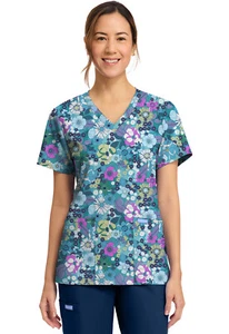 Blusa Médica Vintage Garden Cherokee Cuello en V CK856 EN MUY BUEN ESTADO - Imagen 1 de 6