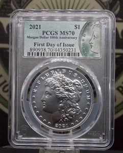 2021 "P" Morgan SILVER Dollar 100th Anniversary $1 PCGS MS70 #231 FDOI ECC&C Inc - Picture 1 of 5