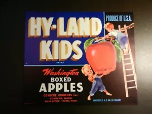VINTAGE HY-LAND KIDS APPLES UNUSED LABEL. Approx. 8 3/4" X 10 1/2" - Bild 1 von 1