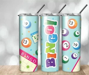 Bingo 20 oz Insulated Skinny Tumbler with slide lock lid and straw - Picture 1 of 1