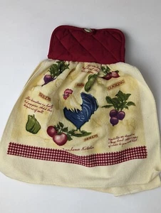 Potholder Farmhouse Oven Mate Towel Rooster Garden Red Cream Veggies Kitchen - Picture 1 of 5