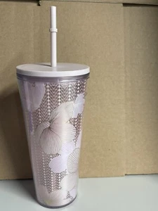 New Starbucks Cold Cup Tumbler Soft Japanese Full Blossom Sakura 20oz With Straw - Picture 1 of 5