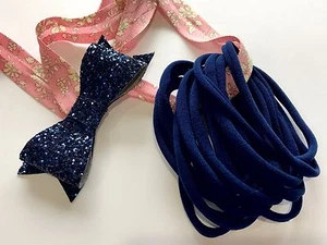 10 Pieces Thin Wholesale Nylon Elastic Stretch Headbands 26cm 6mm wide - NAVY - Bild 1 von 4