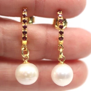ORECCHINI IN ARGENTO CON PERLE NATURALI E RED GARNET - Imagen 1 de 3