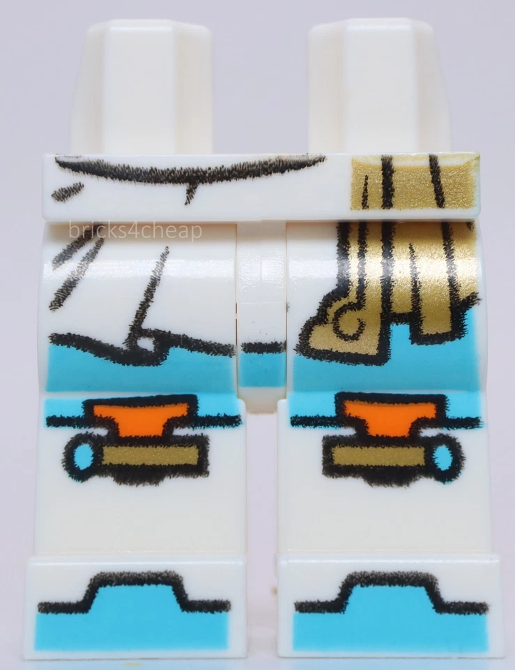 Lego Piernas Blancas y Dorado Falda Botas Naranja Oro Cierres Medio Azul Botas Puntas Foto 1 de 1