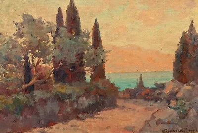 Sosnovsky Arsenij, Südliche Meerseslandschaft, 1928, Öl auf Leinen, Kiev - Bild 1 von 4