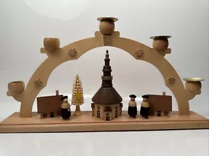 R G Seiffen Church Village Candle Arch Christmas Ornament Wood Handmade Germany - Picture 1 of 15