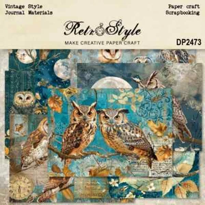 Libro de recortes Night Moon Owls Branch A5 tarjeta diario papel artesanal - Imagen 1 de 5
