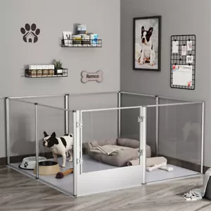 S-XXL Large Clear Acrylic Dog Playpen Pet Animal Bunny Ferret Dog Cat Fence Cage - Picture 1 of 23
