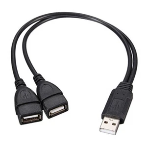 USB 2.0 A Male To 2 Dual Female Jack Y Splitter Hub Adapter Power 2-USB Cables - Picture 1 of 8