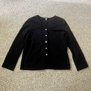 J Jill Womens Black Cardigan Size L Stretch Button Pockets Career Workwear - Picture 1 of 10