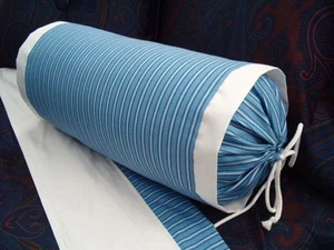 NEW Custom Ralph Lauren Driver Stripe Neck Roll Pillow Neckroll White Flange - Picture 1 of 1