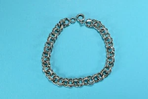 Vintage Sterling Silver Double Link Charm Bracelet --  2414 - Picture 1 of 4