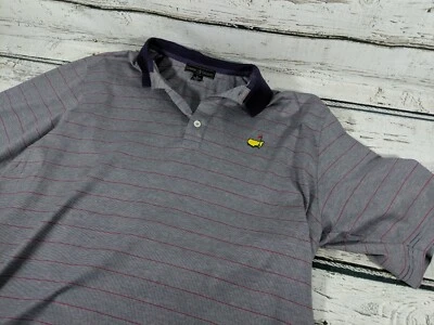 Polo de golf Masters Clubhouse Collection para hombre púrpura a rayas manga corta L Foto 1 de 4