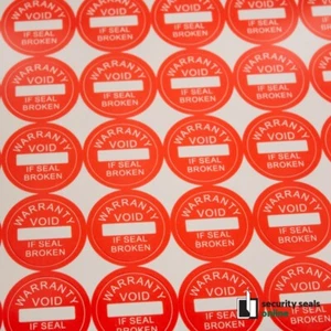 12mm Round Red Destructible Eggshell VOID Warranty label, Pack of 100 - Bild 1 von 2
