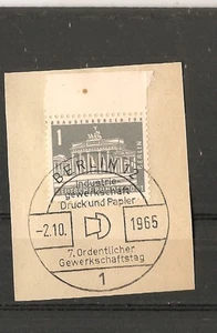 BERLIN Mi. Nr.140, mit Sonderstempel, auf Briefstück, 2.10.1965 ,mit Oberrand, - Bild 1 von 1