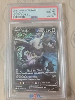 Pokemon 2022 Lugia V 186/195 arte antiguo plata tempestad gema como nueva PSA 10 Foto 1 de 2
