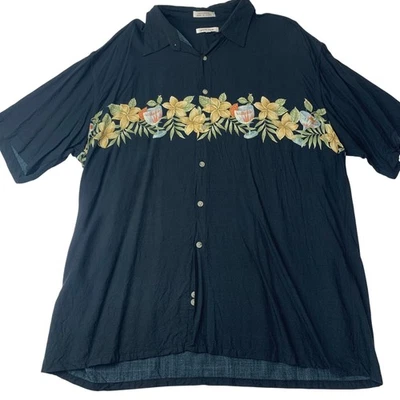 Pierre Cardin Hawaiian Shirt Floral Drinks Print Blue Short Sleeve Mens XL - Image 1 of 4